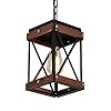 Fivess Lighting Rustic Farmhouse Pendant Light with Wood and Metal Cage, One-Light Adjustable Chains Industrial Mini Pendant Lighting Fixture for Kitchen Island Cafe Bar, Black Fivess Lighting Rustic Farmhouse Pendant Light with Wood and Metal Cage, One-Light Adjustable Chains Industrial Mini Pendant Lighting Fixture for Kitchen Island Cafe Bar, Black