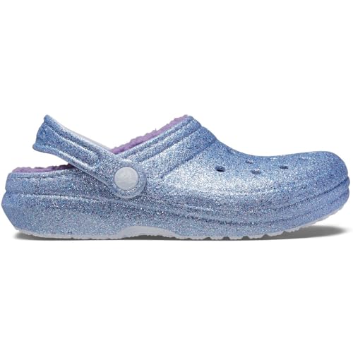 Image of Crocs Unisex-Child Classic Lined Glitter Clog K Shoes, Frosted Glitter, 29 /30 EU, 11 /11.5 US