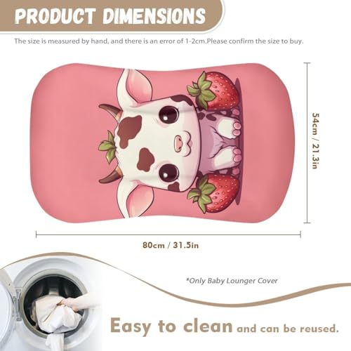 Image of ZOUTAIRONG Cow Strawberry Baby Bassinet Sheets Stretchy Soft for Oval Hourglass Rectangular Bassinet Mattress Pad Stylish Mattress for Baby Bassinet Mini Crib Sheets Pink