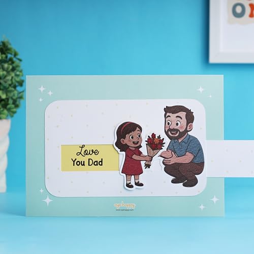 Image of Oye Happy - Sliding Card for Dad - Interactive Father's Day Greeting Card with Pull-Out Surprise Message