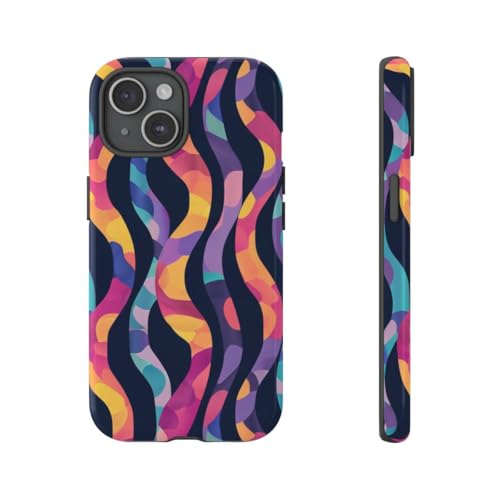 Coque motif abstrait ondulé coloré rigide antichoc iPhone 15