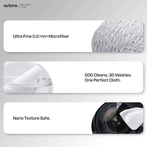 Image of Avlons Premium Gadget Display Polishing Cloth | 0.2 mm Ultra Fine 10 GSM Microfiber, Screen & Lens Cleaning Cloth for Laptop, Mobile, Tablet, Monitor, TV & Camera Lens | Lint Free 4 Reusable Cloth