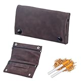 ZORVYN Porta Tabacco in Pelle, Borsa per Tabacco da Rollare con Chiusura Magnetica, Pieghevole, Portatile, Multistrato (Marrone)