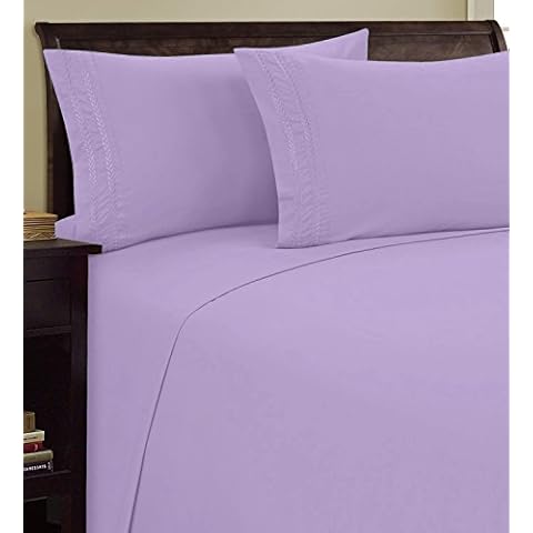 Elegance Linen 1200 Thread Count Chain Design Egyptian Quality Luxurious Silky Soft Wrinkle & Fade Resistant 3-Piece Sheet Set, Deep Pocket Up to 16" - Twin Lilac Cover