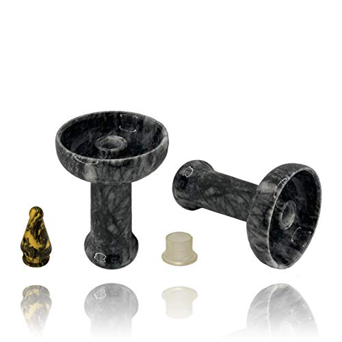 MABA 6 in 1 Premium-Set Marmor Shisha Kopf | Limited Edition | Phunnel Bowl | Smokebox | Gabel-Set | Stopfer | (Schwarz… – Bild 3