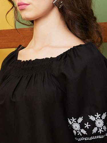Image of Globus Women Square Neck Floral Print Strappy Peplum Fusion Tunic