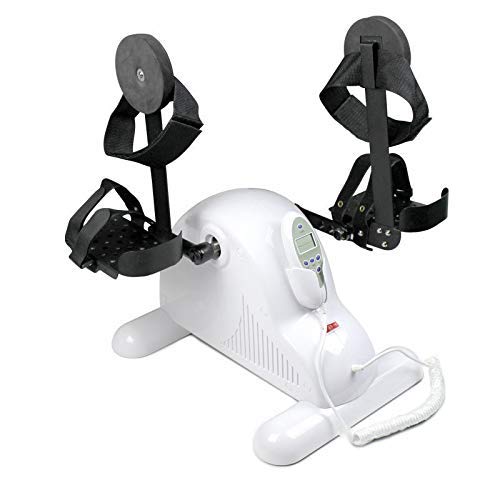 Image of Mini Exercise Bike Electric Pedal Exerciser for Seniors Portable Fitness Cycle for Arm /Leg Exercise Mini Cycling Trainer Stationary Exercise Leg Peddler with Leg Protectors