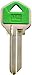 Hy-Ko Key Blank Cylinder Kw1 Single Sided Green Nkl Platd Brs Polybg