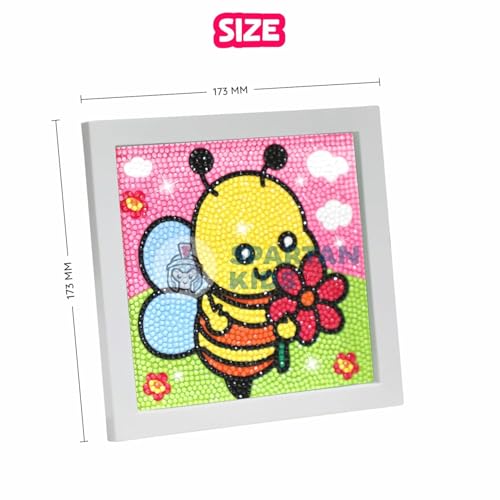 Image of SPARTAN KIDS Diamond Art Kit with Wooden Photo Frame, Creative Painting Activity for Kids Ages 9-12,Best Birthday Party Return Gift (5, Bee with Flowers)