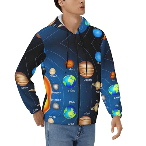 Sweat à capuche homme système solaire 2025 chaud et ajustable