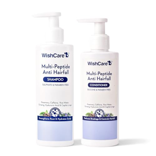 Image of WishCare Multi Peptide Anti Hairfall Shampoo & Conditioner Combo | With Rice Water, Rosemary, Hyaluronic Acid & Caffeine | Strengthens Hair, Reduces Breakage, Boosts Growth | For All Hair Types