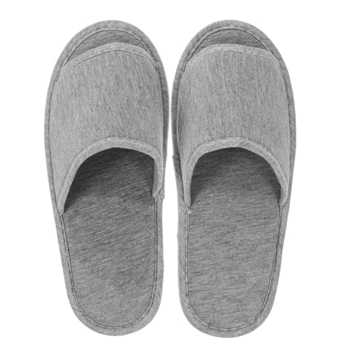 PRETYZOOM 1 Pairs Portable Travel Slippers Open Toe Sandals Spa Hotel Slippers Guest Room Indoor House Slipper Business Trip Flight Shoes Footwear with Bag Grey