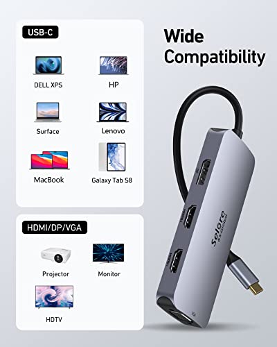 Selore USB C Docking Station Dual HDMI Monitor Adapter USB C Hub 3 Monitors - image 7