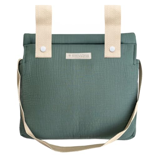 MIMUSELINA Bolso Carro Bebe | Pañalera Bebe organizador para silla paseo con gran capacidad | Bolso Maternidad Elegante y Práctico | Hecho en España | Mint Standard