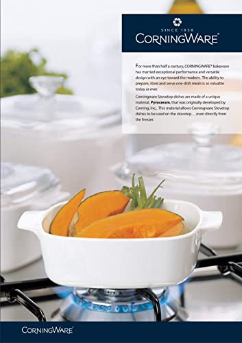 Corningware Pyroceram Classic Casserole Dish With Glass Cover, White, Square, 2 Quart, 2 Liter (Medium) #TOP3