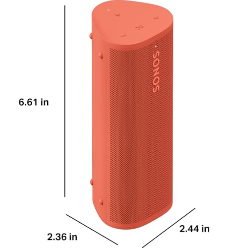 Image of Sonos Roam 2 | Lightweight Portable Waterpoof Speaker with Bluetooth, WiFi, 10 Hour Battery Life and Voice Control for Home and Outdoor Use - Sunset Red