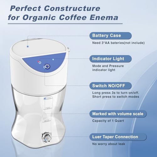 Electric Enema Bottle Set, TopQuaFocus Colon Cleanse Enema Kit for Women and Men, Feminine Care Douches with 3.96ft Silicone Hose, Automatic Organic Home Coffee Colonic Cleansing Enemas-BPA Free - Thumbnail 4