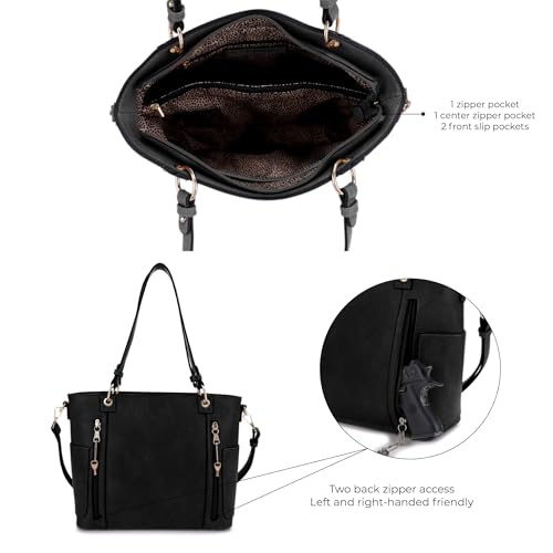 Image of JESSIE & JAMES | Austin Whipstitching Concealed Carry Tote Bag with Lock and Key, Top Handle CCW Purse | Whipstitching, Concealed Carry, with Lock and Key, Top Handle, CCW