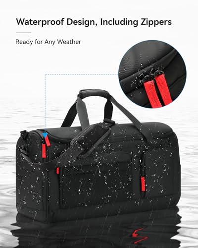 Large 3 In 1 Waterproof Garment Duffle Bags for Travel with Shoe Compartment, Mens Carry On Convertible Garment Bags for Travel Combo with Wet Compartment, Suit Bag Travel for Men and Women (black)4