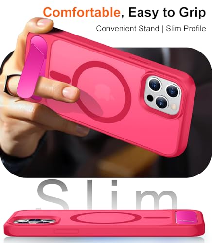 Image of Magnetic Compatible with iPhone 12 Case & iPhone 12 Pro Case, [Built-in Invisible Kickstand][Compatible with MagSafe][Military Grade Shockproof] Slim Translucent Matte Phone Case 6.1 inch
