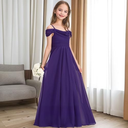 Off The Shoulder Junior Bridesmaid Dresses for Wedding Teens Chiffon Flower Girl Dress Pageant Gown2