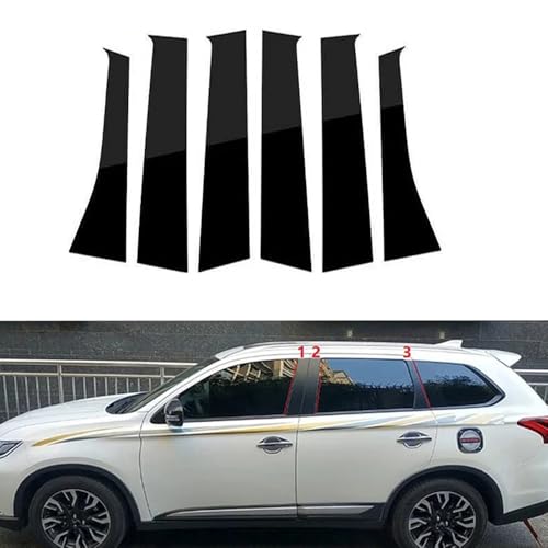 Pilares para coche Mitsubishi Outlander 2013-2021 de 6 piezas en negro brillante 2