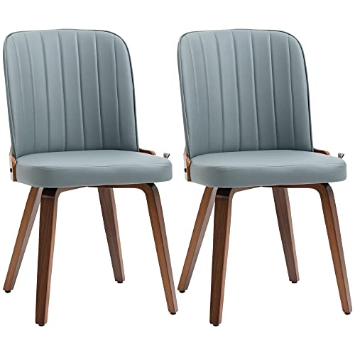 HOMCOM Pack de 2 Sillas de Comedor Modernas Sillas de Cocina con Tapizados en PU y Patas de Madera para Salón Dormitorio...