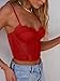 Dealmore Womens Corset Top Going Out Lace Spaghetti Strap Crop Y2K Mesh Date Night Party Bustier Cami 2025 Fashion Red X-Small