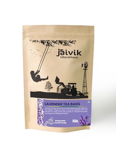 Image of Jaivik Uttarakhand - Lavender Buds Flower Tea Bags (20), Promotes to Calming, Relaxing, Stress Relief Brew, Sun Dry, Pack of 1