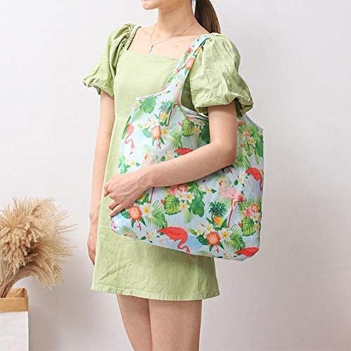JQKA Pratiche borse per la spesa riutilizzabili borsa quadrata floreale pieghevole ambientale per donne ragazze borsa a tracolla grande - poliestere solido (colore: colore 12) - Image 5