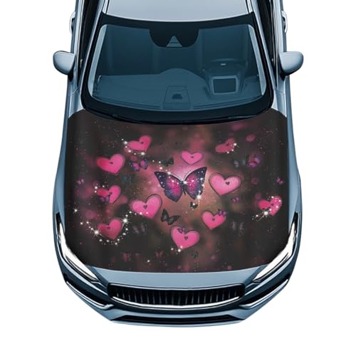Image of Car Hood Cover,Butterfly Print Decoration Print Stylish Car Hood Cover Protector Suitable Most Automotive Sedans Trucks Pickup Sports Cars for Outdoor