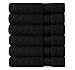 COTTON CRAFT - 6 Pack - Ultra Soft Extra Large Hand Towels 16x28 Black - 100% Pure Ringspun Cotton - Luxurious Rayon Trim - Ideal for Daily Use - Each Towel Weighs 6 Ounces