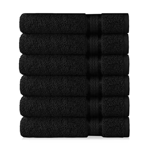 COTTON CRAFT Ultra Soft Hand Towels - 6 Pack -16x28-100% Cotton Face Towel Set - Absorbent Quick Dry Everyday Luxury Hotel Bathroom Kitchen Spa Gym Shower Pool Camp Travel Picnic - Easy Care - Black