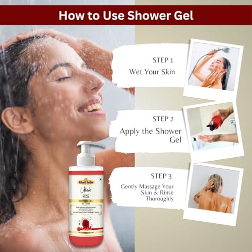 Image of Khadi Rose Body Wash Gel 300 ml | Deep Hydration & Gentle Cleansing | Calms, Soothes & Brightens Skin | Floral Scent Aromatherapy | Body Wash Shower Gel For Women & Men | All Skin Types