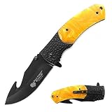Wild Turkey Handmade Heavy Duty Gut HooK Blade Folding Pocket Knife (Yellow)
