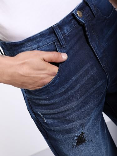 Image of The Indian Garage Co Men Regular Fit Solid Mid-Rise Denim Shorts
