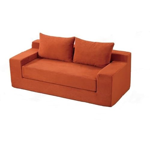 BERUFURA ソファベッド ソファーベッド カウチソファ 1人掛け 幅120cm/180cmフロアソファ ローソファ 高反発ウレタン 洗えるカバー 寝る 座る 完成品 圧縮梱包 おしゃれ シングル 一人暮らし 来客用 (キャラメル,幅180cm)