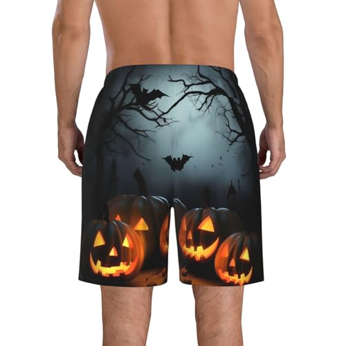 Halloween with Pumpkins Men's Swim Trunks Quick Dry Board Shorts with Pockets Casual Drawstring Beach Shorts3