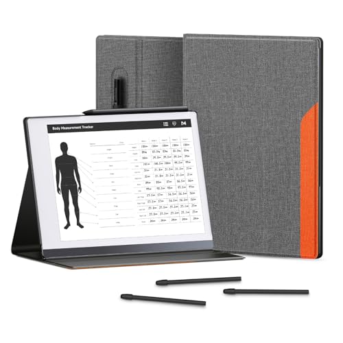 Ayotu Book Folio Case for Remarkable 2 Paper Tablet 10.3 2020 Released Premuin Fabric Smart Cover with Pen Pocket Stable Folding Stand Design (Not for Remarkable 1) Gray & Orange