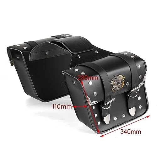 Alforjas de motocicleta Akozon, cuero PU, bolsa universal para herramientas, izquierda y derecha, negra miniatura 2