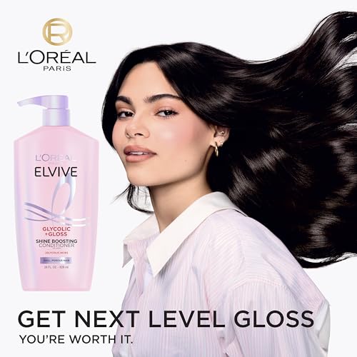 L'Oreal Paris Elvive Glycolic + Gloss Shine Boosting Conditioner, Cleanses and Smooths Dull, Porous Hair Into High-Shine, Glossy Hair, 28 Fl Oz - image 3