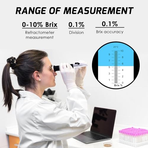 TEKCOPLUS Brix 0-10% Automatic Temperature Correction, Handheld Refractometer, Synthetic Processing Coolant, Maple Sap, Cutting Liquid, CNC, Low Concentration Sugar Liquid, Compatible with Tea, Free