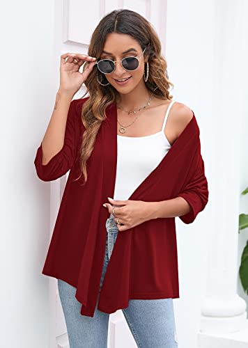 Image of Heymoments Women's Lightweight Open Front Cardigans 3 /4 Sleeve Casual Soft Drape Fall Cardigan S-2XL
