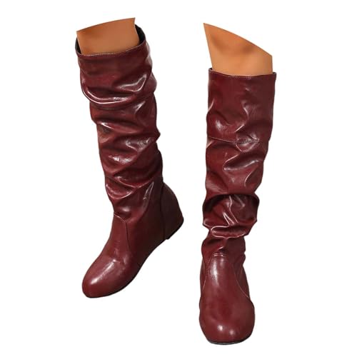 Bottes hautes en cuir à talon plat pour marcher sans douleur tout l'hiver