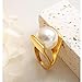OIDIMS Exaggerated Pearl Statement Band Ring Stainless Steel Y Shaped Unique Style Big Rings Personalized Finger Comfort Fit Jewelry for Women Fashion Gift Birthday Xmas (8)