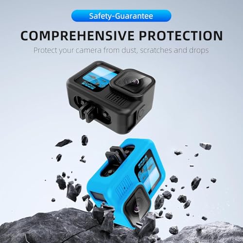 Image of M.G.R.J Silicone Protective Case Cover for Gopro Hero 13, Silicone Sleeve with Lanyard Lens Cap (Blue)