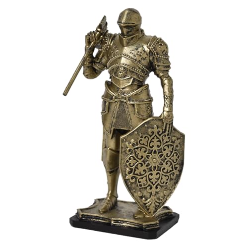 Fuwraixis Guerrier médiéval Figure, Spartiate Guerrier Sculpture, Vintage Chevalier Statue, Décoration créative Faites Main, Maison Bureau Jardin Décoration,...