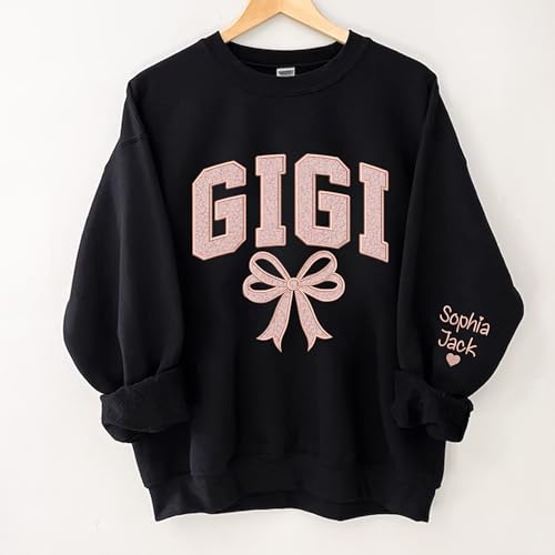 GODMERCH Personalized Embroidered Grandma Sweatshirt Chenille Patch Sweatshirt Gigi Mimi Grandma Nana Gifts Mothers Day2