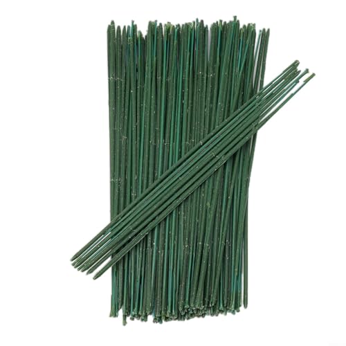 Tidgel 100 varillas de plástico con tallo floral, varillas flexibles para flores artificiales, para manualidades, coronas, ramos de boda, decoración del hogar, verde, 17/25/30 cm (A)