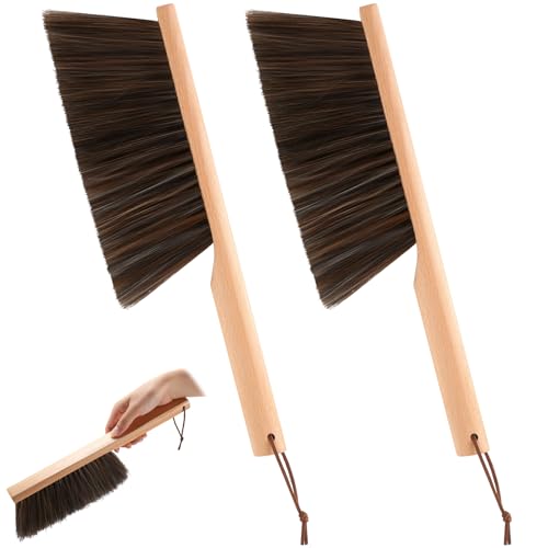 Baderke 2 Pcs Masonry Brush Horsehair Brush Black Horsehair Fibers 12.6 Inch Length Masonry Brush Tools for Texturing Concrete in Curbs Gutters and Other Hard to Reach Areas